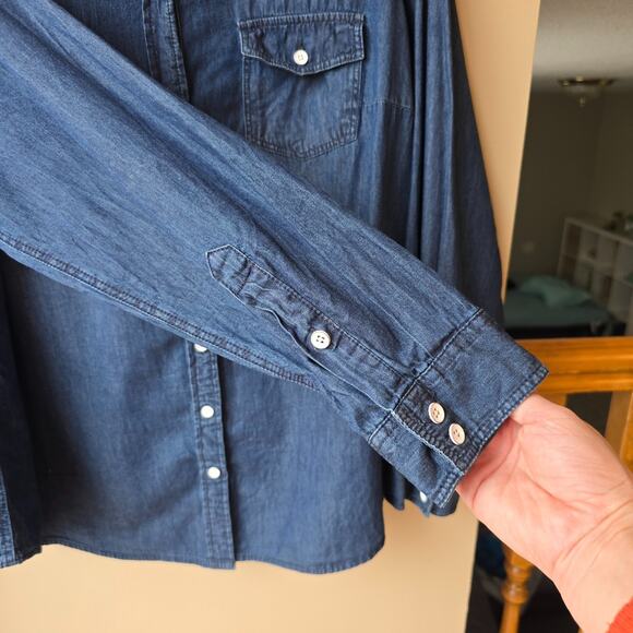 Torrid Size 1X Chambray Button Up Shirt Long Sleeve Lightweight Top - Picture 6 of 8